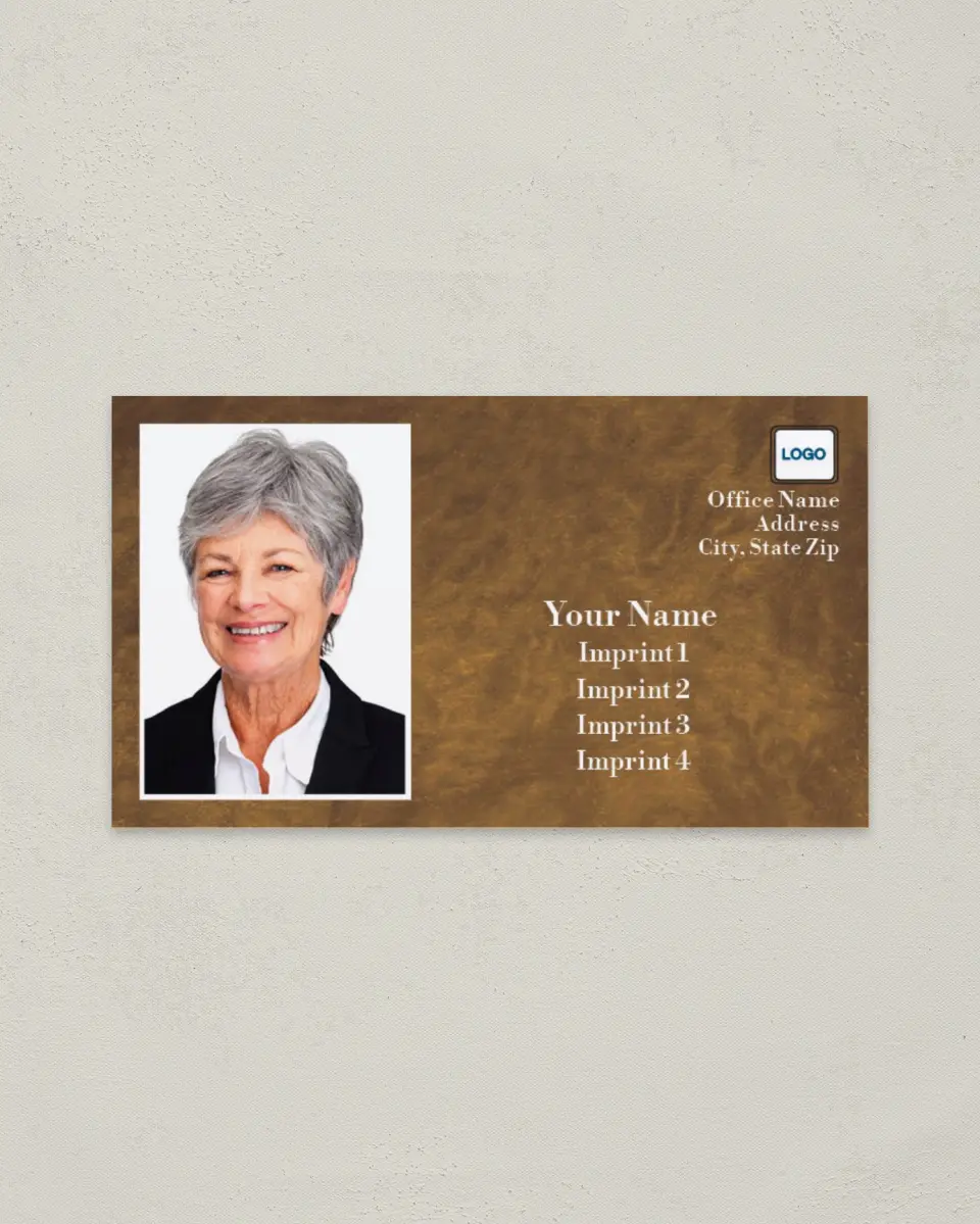 This is a 2" x 3½" Paper Business Card called Brown Marble printed in full color on Soft Touch paper