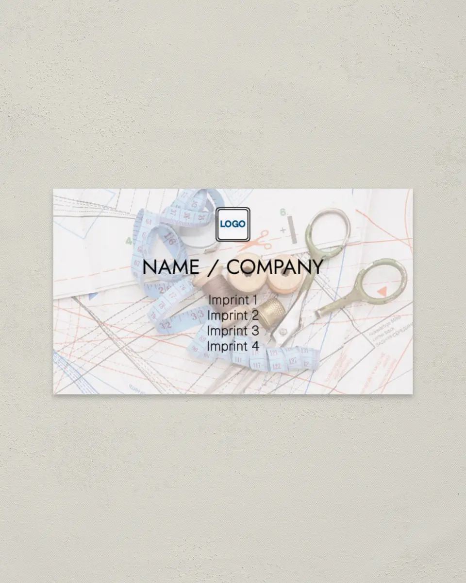 This is a 2" x 3½" Paper Business Card called Handcrafts & Sewing printed in full color on Soft Touch paper