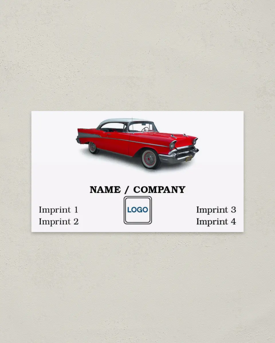 This is a 2" x 3½" Paper Business Card called Classic Car Photo printed in full color on Soft Touch paper