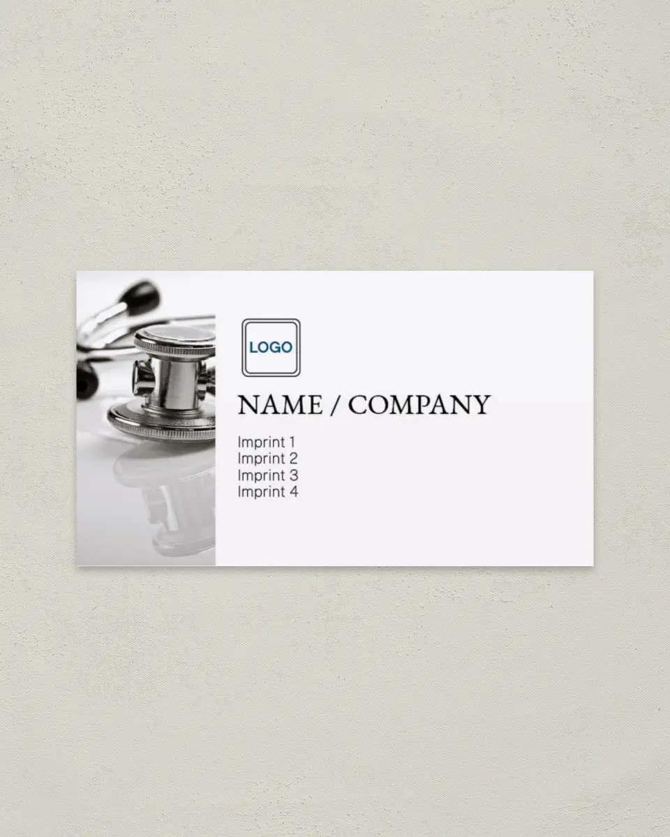 This is a 2" x 3½" Paper Business Card called Medical Specialist printed in full color on Soft Touch paper