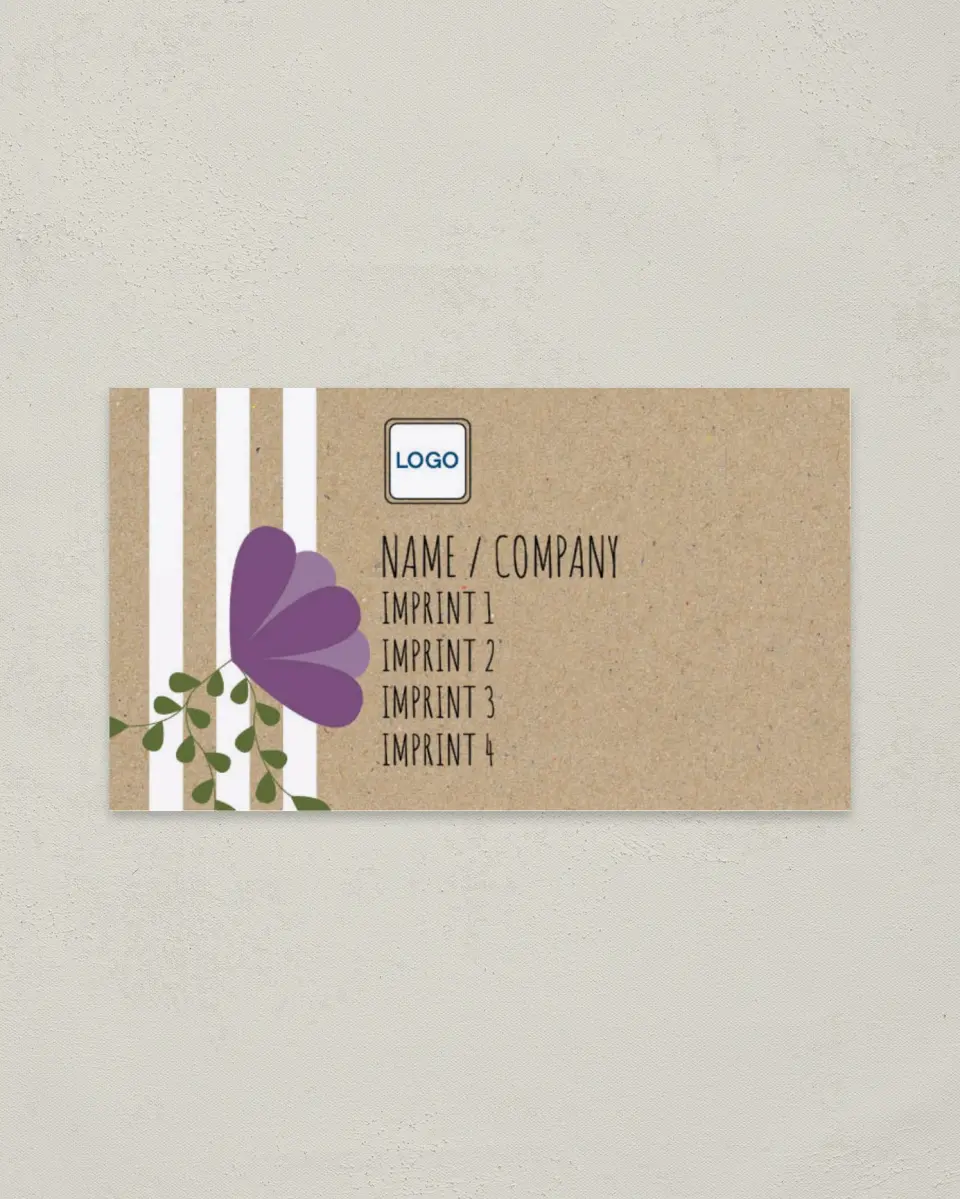This is a 2" x 3½" Paper Business Card called Flowers & Giflts printed in full color on Soft Touch paper