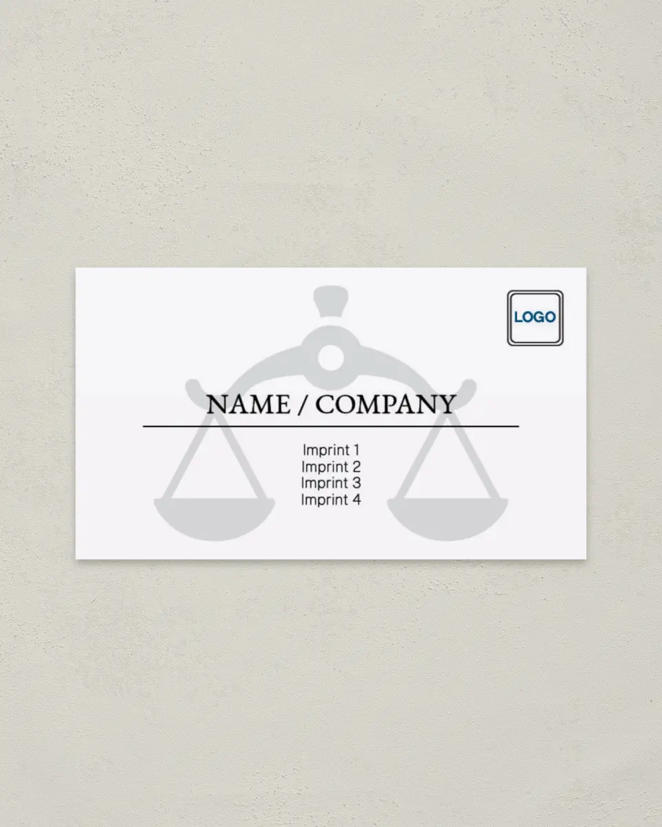 This is a 2" x 3½" Paper Business Card called Legal Justice printed in full color on Soft Touch paper