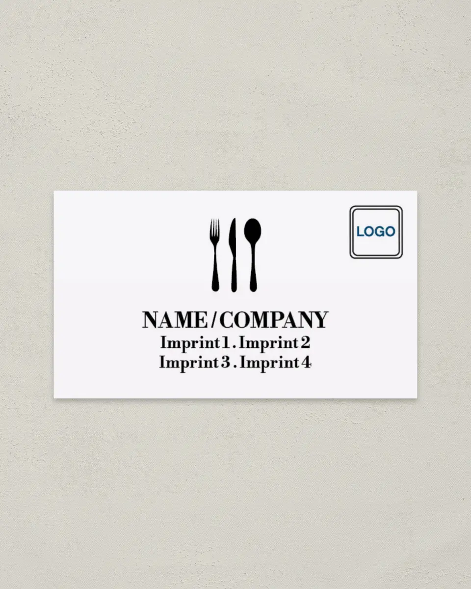This is a 2" x 3½" Paper Business Card called Fine Dining printed in full color on Soft Touch paper