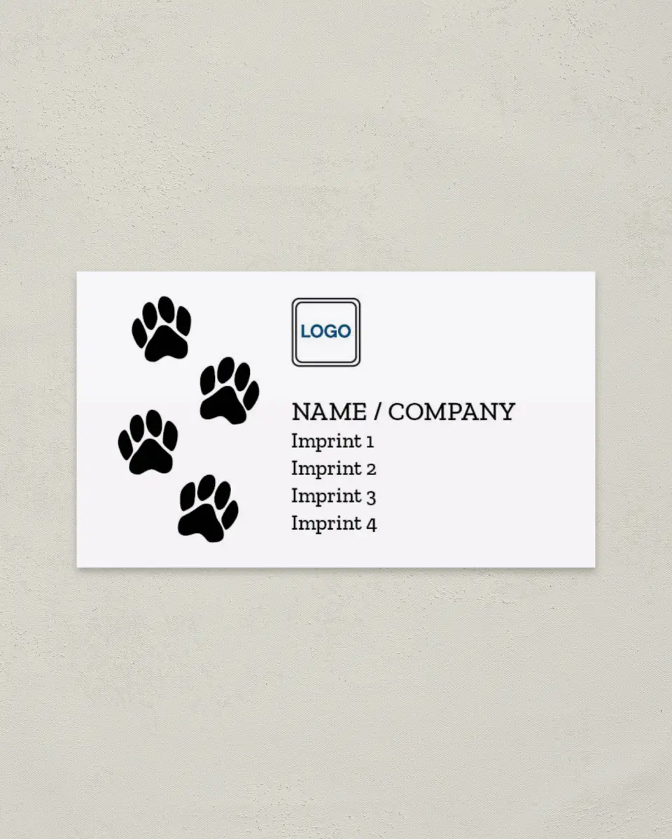 This is a 2" x 3½" Paper Business Card called Pet Care printed in full color on Soft Touch paper