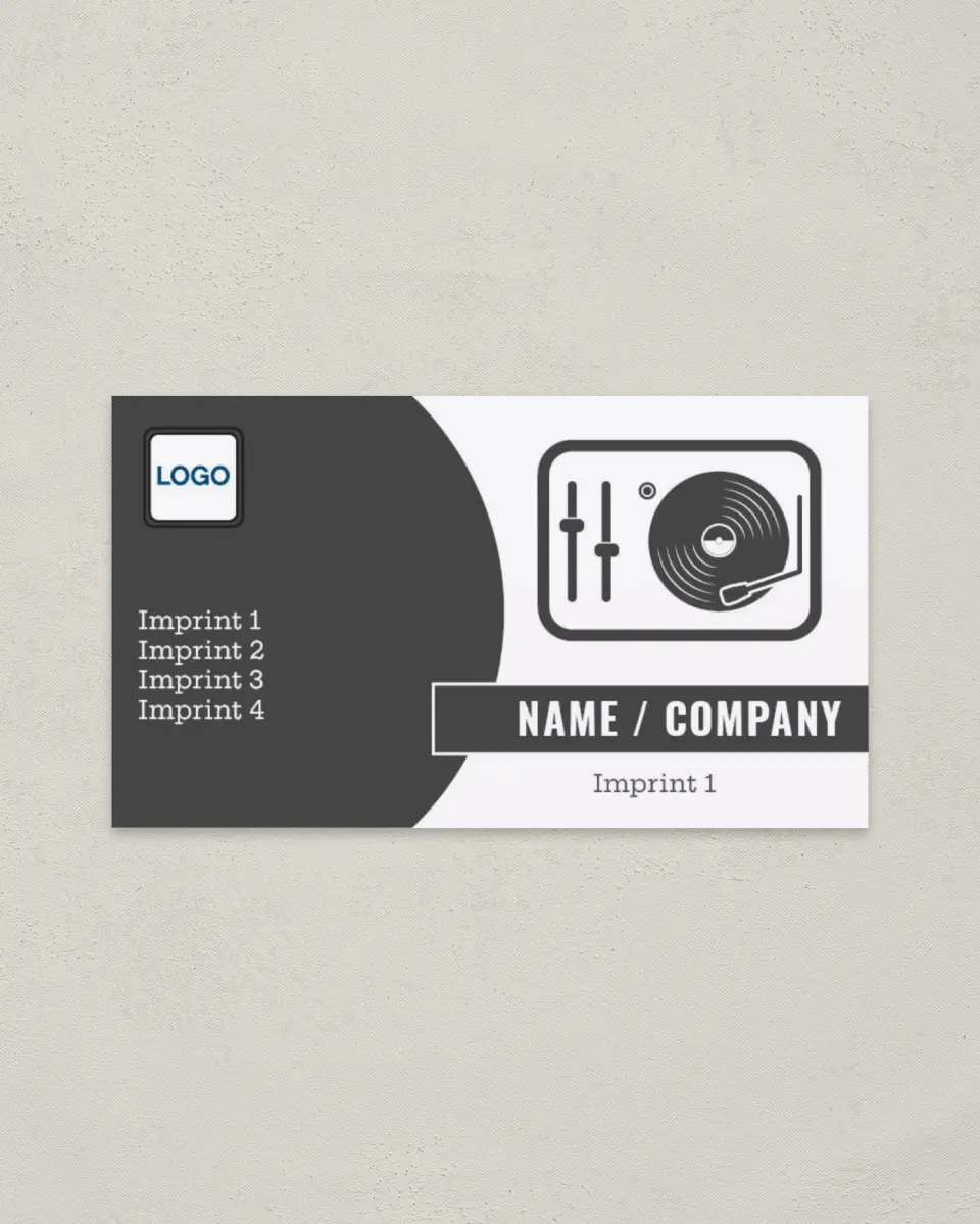 This is a 2" x 3½" Paper Business Card called DJ Services printed in full color on Soft Touch paper