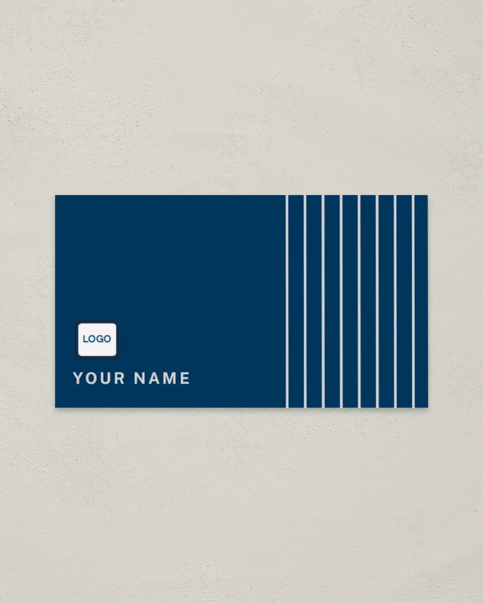 This is a 2" x 3½" Paper Business Card called Professional Stripes printed in full color on Soft Touch paper