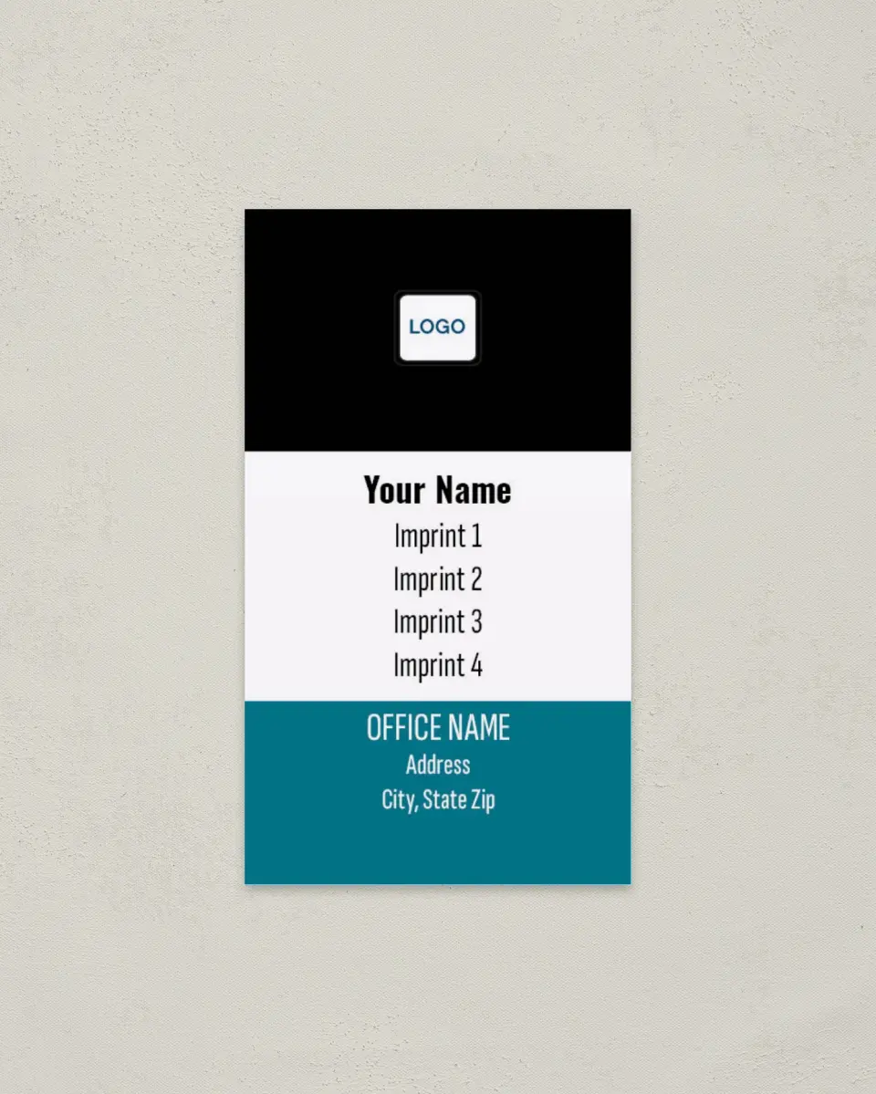 This is a 2" x 3½" Paper Business Card called Tri-Banner printed in full color on Soft Touch paper