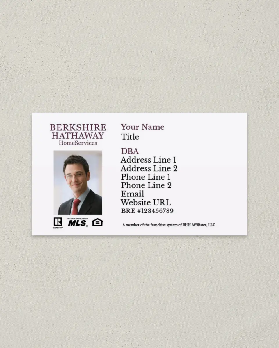 This is a 2" x 3½" Paper Business Card called Berkshire Hathaway HomeServices Team Business Cards printed in full color on Soft Touch paper