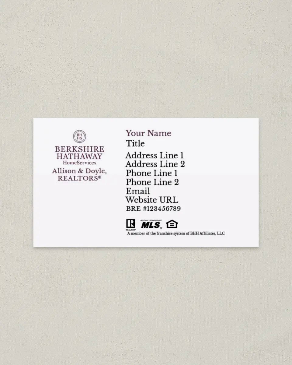 This is a 2" x 3½" Paper Business Card called Berkshire Hathaway HomeServices Full Photo Business Cards printed in full color on Soft Touch paper