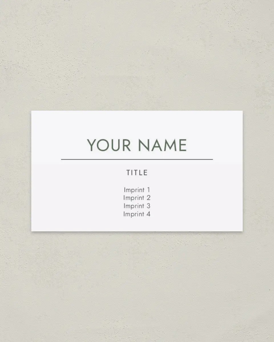 This is a 2" x 3½" Paper Business Card called Simple Logo printed in full color on Soft Touch paper