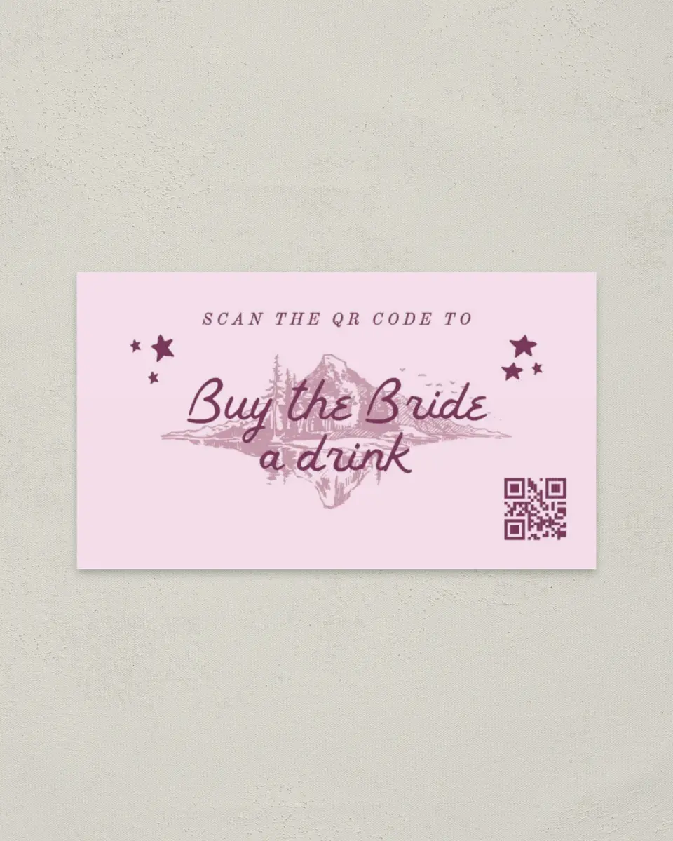 This is a 2" x 3½" Bachelorette Party Thank You Card called Last Trail printed in full color on Premium Smooth paper
