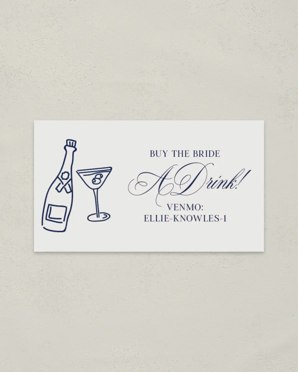 This is a 2" x 3½" Bachelorette Party Thank You Card called Aprés Ski printed in full color on Premium Smooth paper