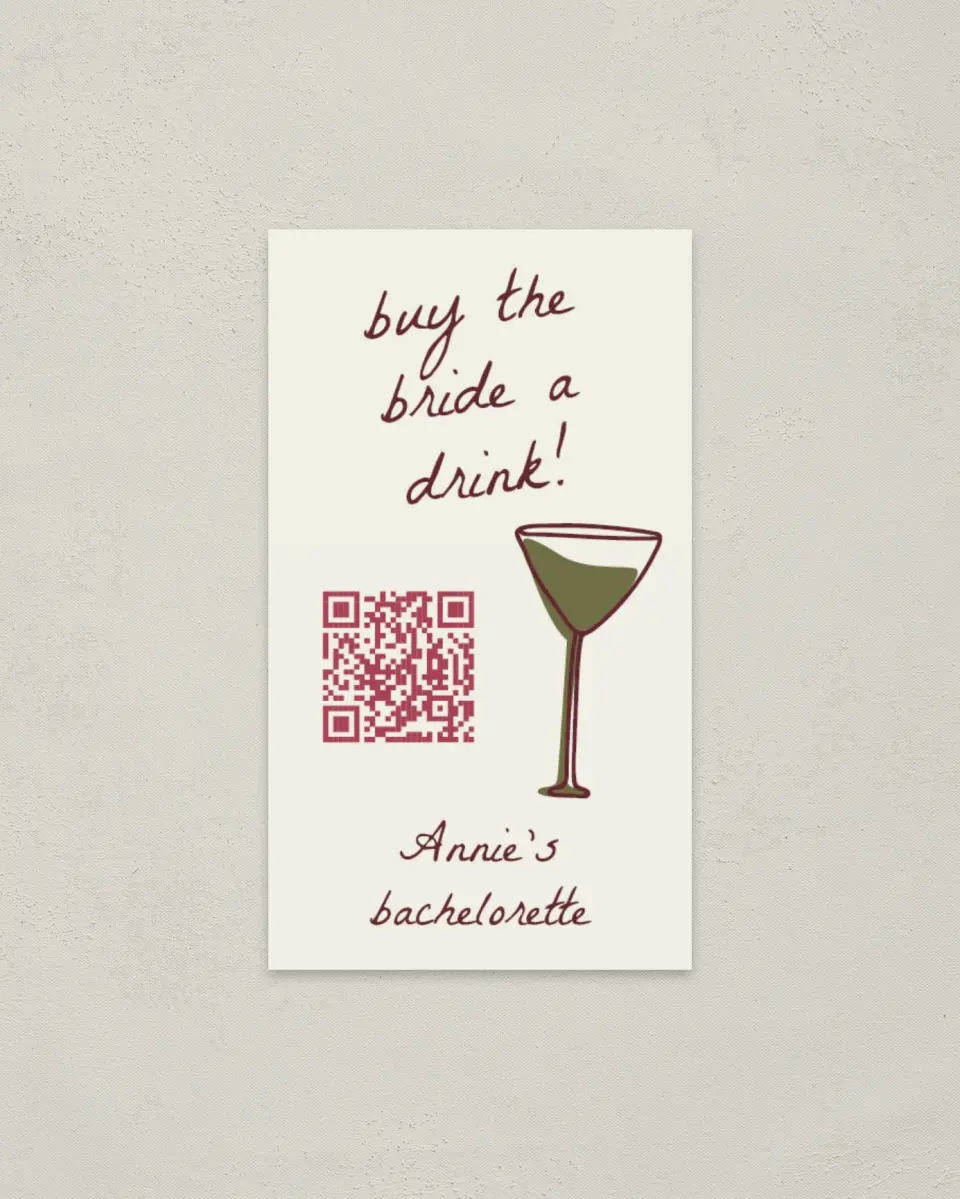 This is a 2" x 3½" Bachelorette Party Thank You Card called Apple of His Eye printed in full color on Premium Smooth paper