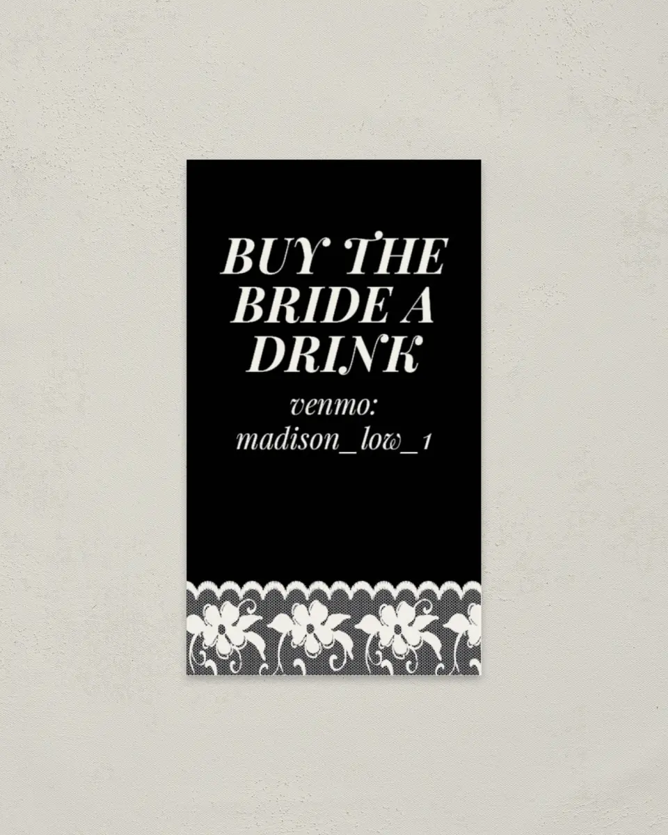 This is a 2" x 3½" Bachelorette Party Thank You Card called Bride or Die printed in full color on Premium Smooth paper