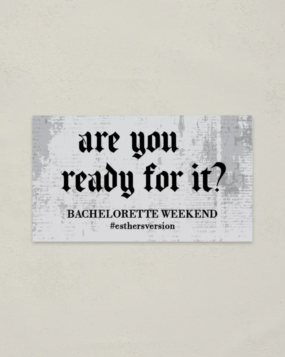 This is a 2" x 3½" Bachelorette Party Thank You Card called Ready For It? printed in full color on Premium Smooth paper