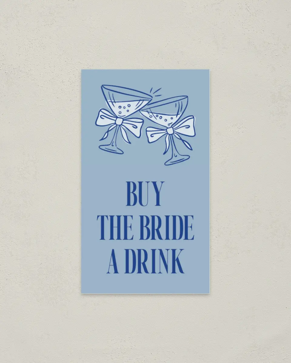 This is a 2" x 3½" Bachelorette Party Thank You Card called Something Blue Before I Do printed in full color on Premium Smooth paper