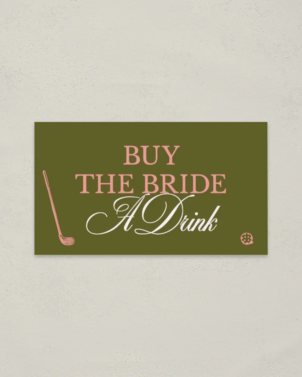 This is a 2" x 3½" Bachelorette Party Thank You Card called Last Swing printed in full color on Premium Smooth paper