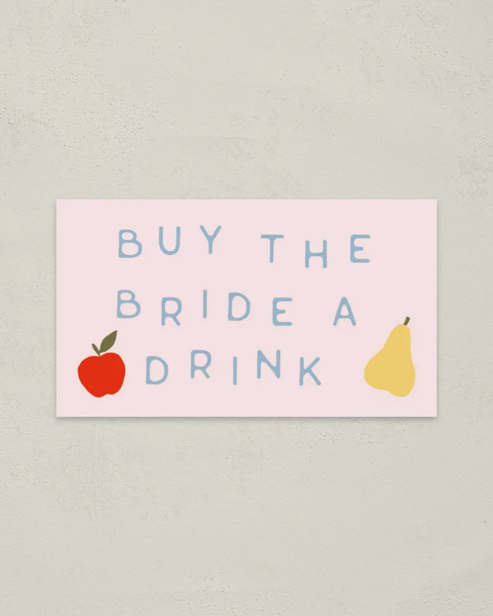This is a 2" x 3½" Bachelorette Party Thank You Card called She's Off the Market printed in full color on Premium Smooth paper