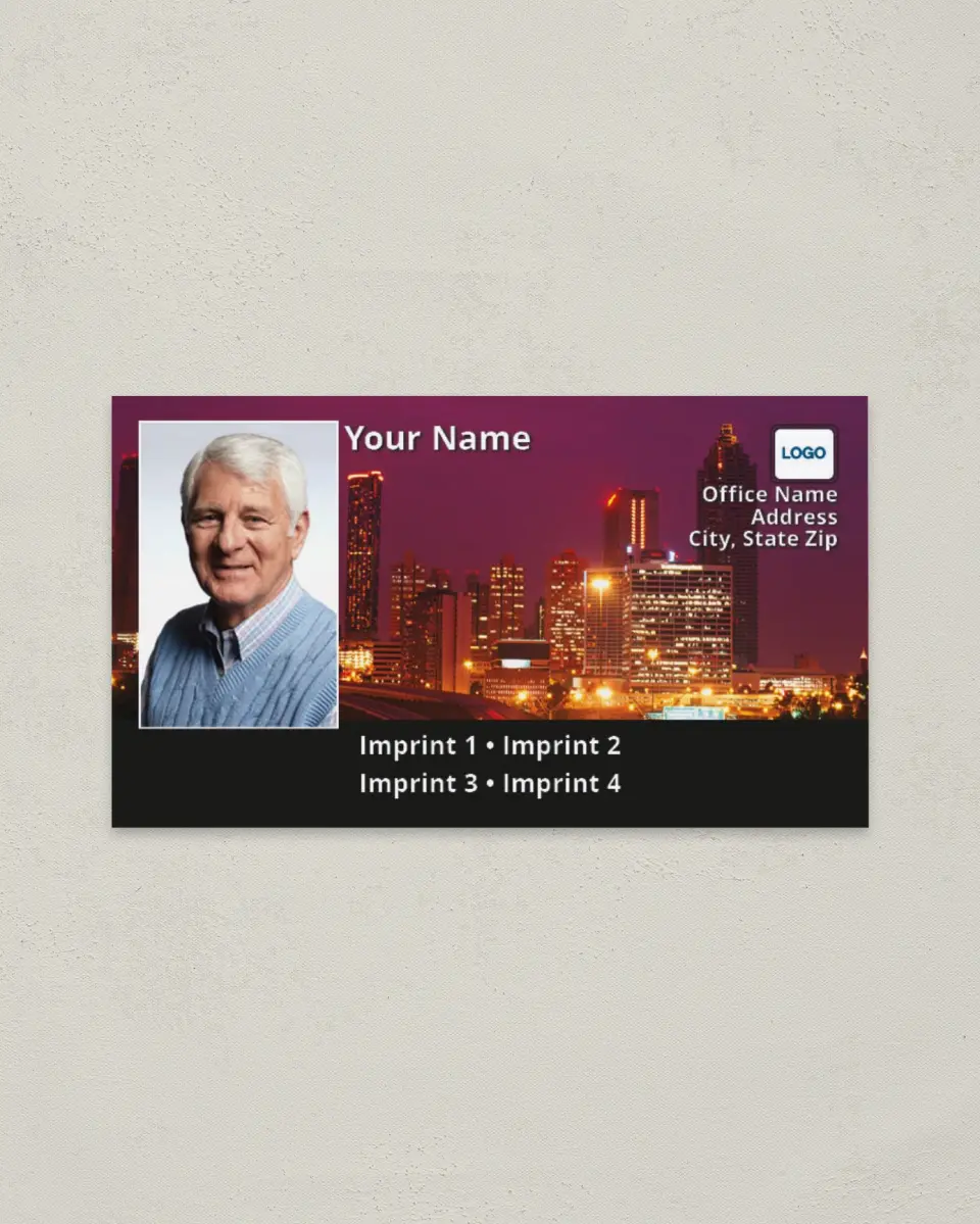 This is a 2" x 3½" Paper Business Card called Atlanta printed in full color on Soft Touch paper