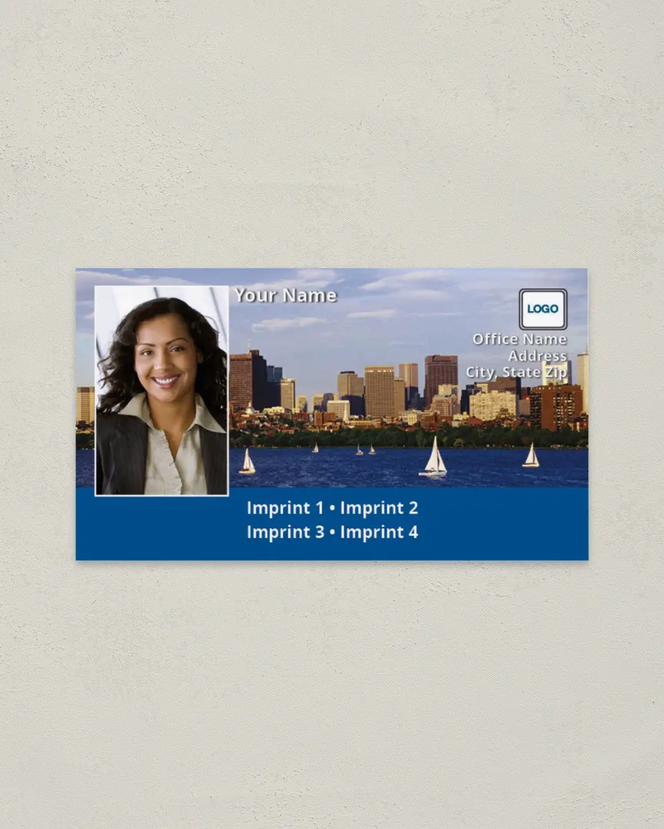 This is a 2" x 3½" Paper Business Card called Boston printed in full color on Soft Touch paper