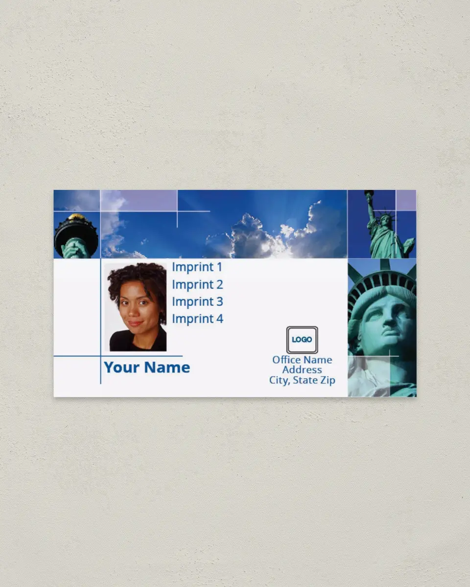 This is a 2" x 3½" Paper Business Card called Statue of Liberty Mosaic printed in full color on Soft Touch paper