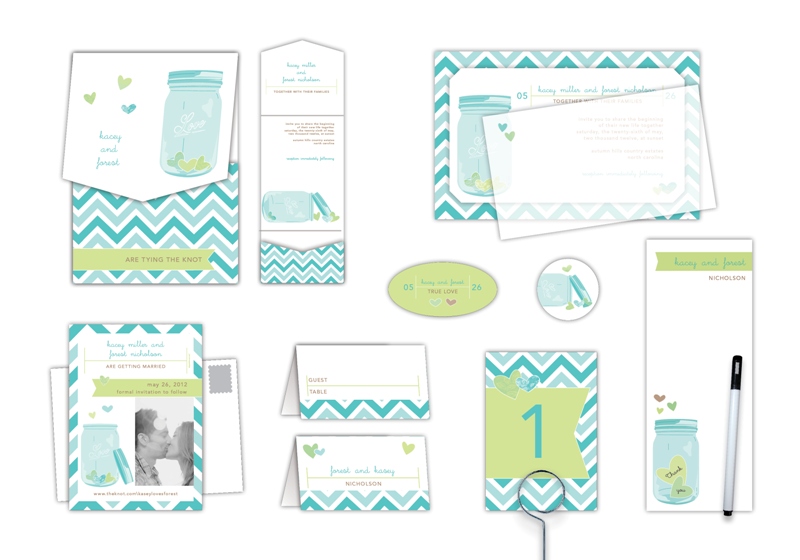 Mason jar wedding stationery
