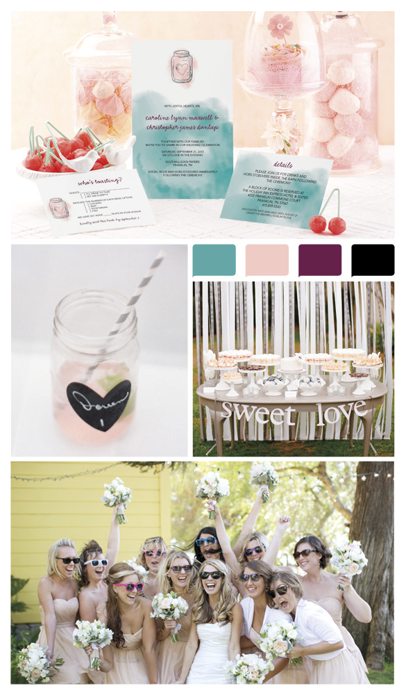 Watercolor Mason Jar wedding stationery--MagnetStreet Weddings