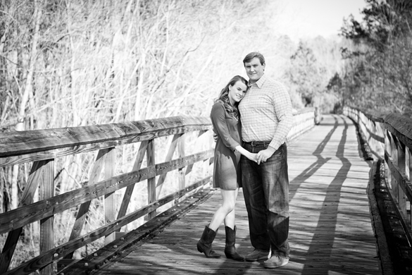 black and white shot in rustic engagement session