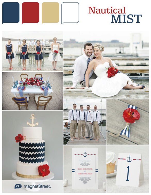 Blue, Red, Gold, White wedding colors
