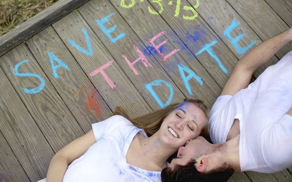 Save the Date chalk wedding sign