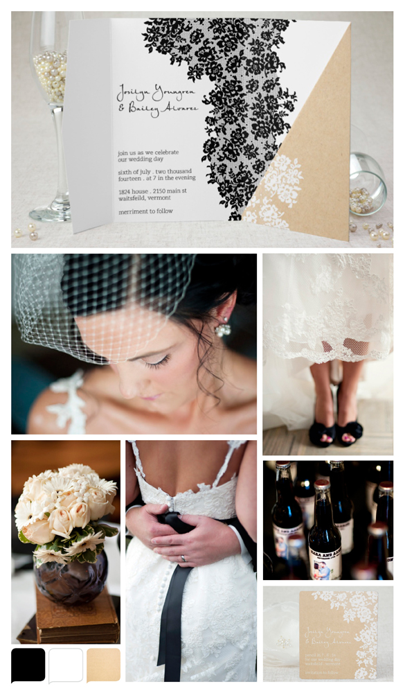 black and white wedding invitation