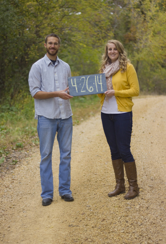 park engagement photos + DIY chalkboard wedding sign