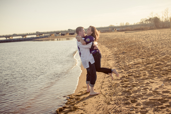 A fun, football themed engagement session on the beach