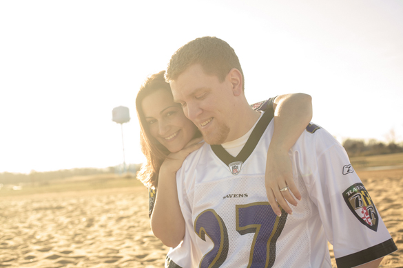Cute couple football themed engagement session