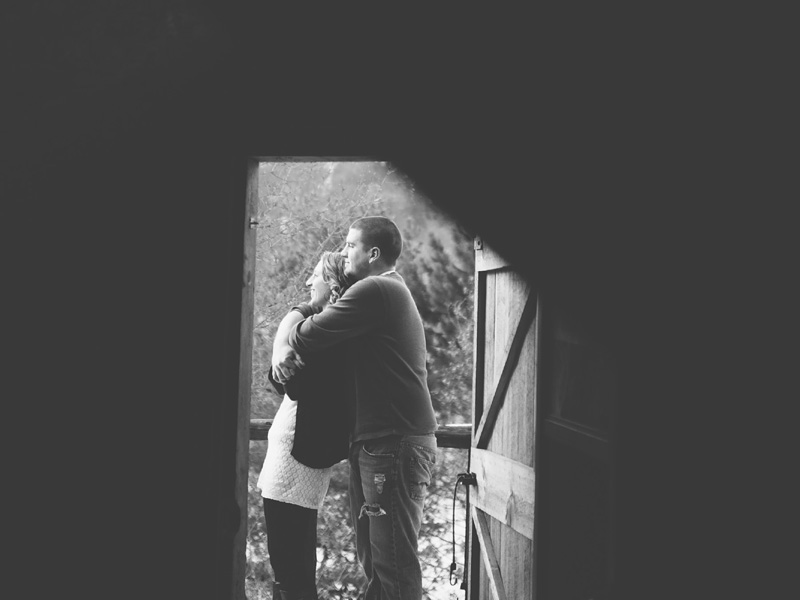 black and white engagement photo