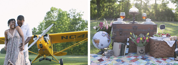 flight and picnic themed engagement photos (10 e-sesh theme ideas)
