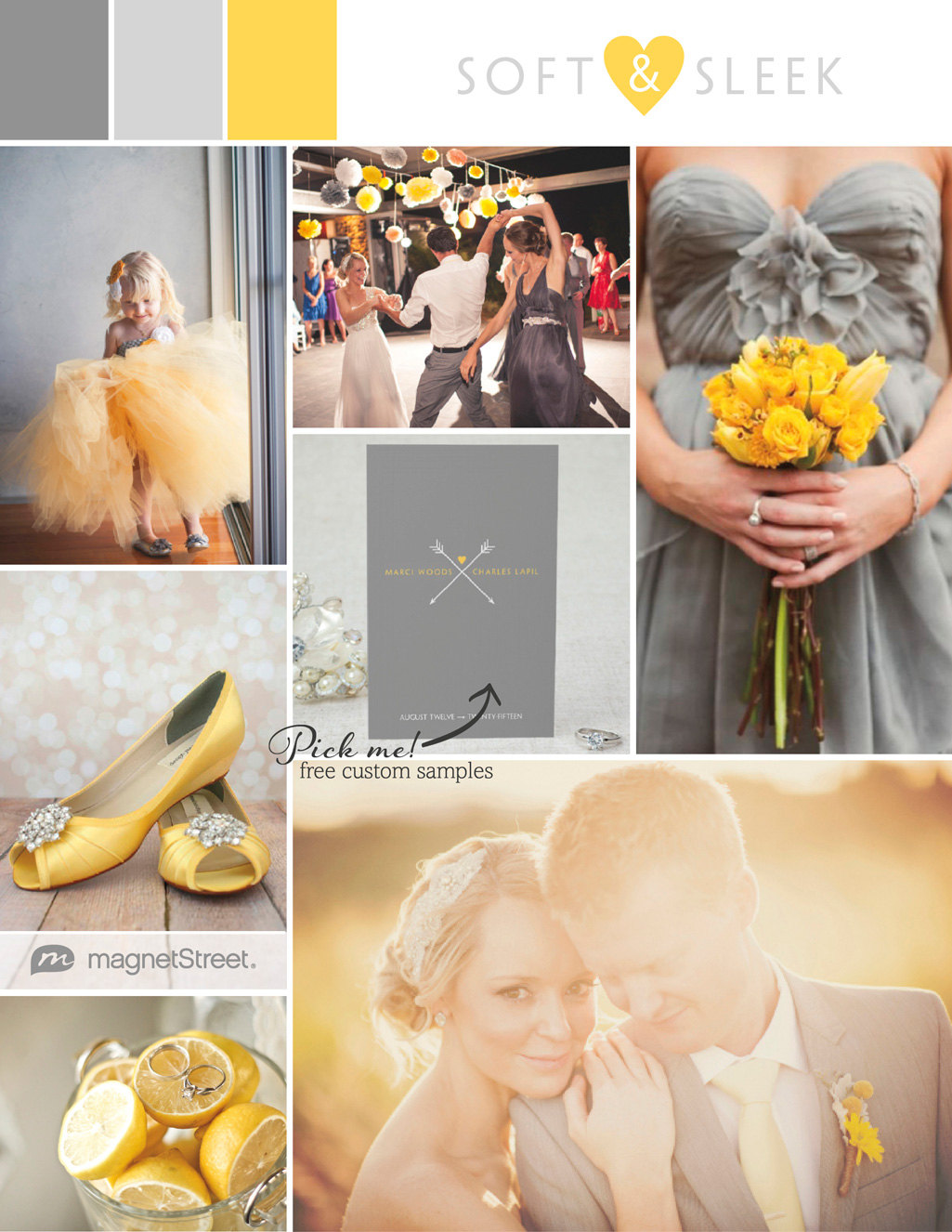Gray and Yellow Wedding Inspiration and Save the Date Card from MagnetStreet