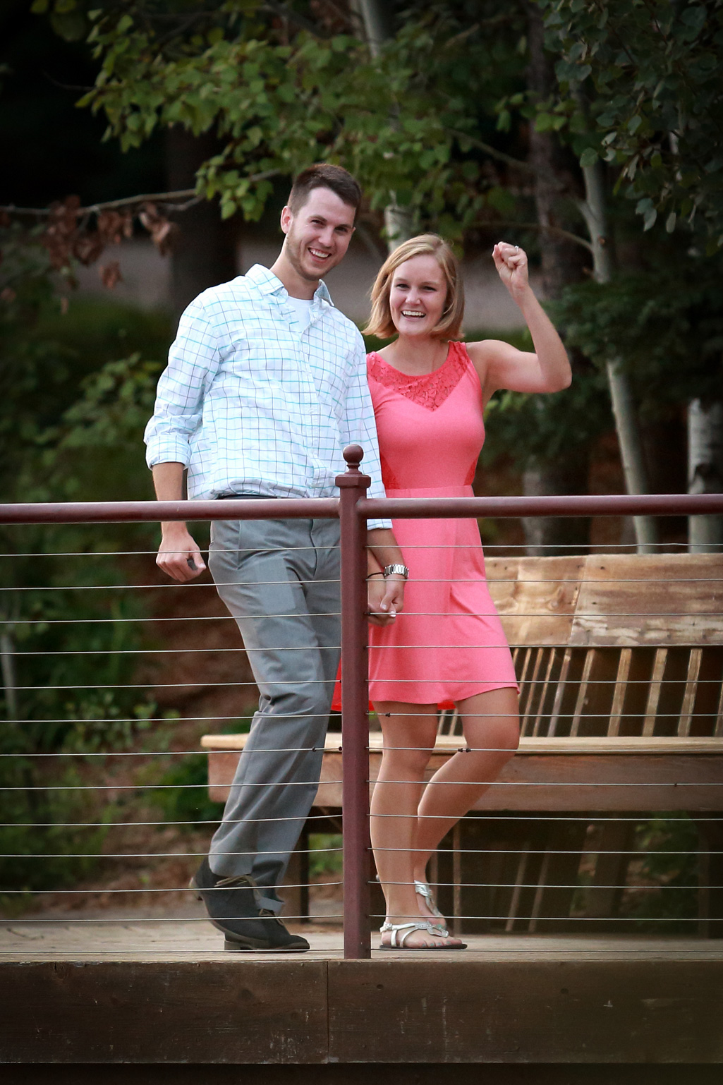 Natalie and Kyle surprise wedding proposal at Centennial Lakes 