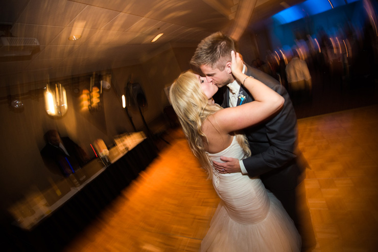 bride and groom dancing
