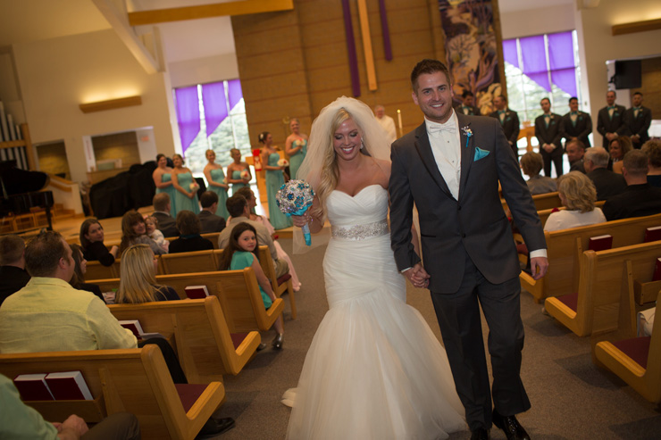 bride and groom recessional