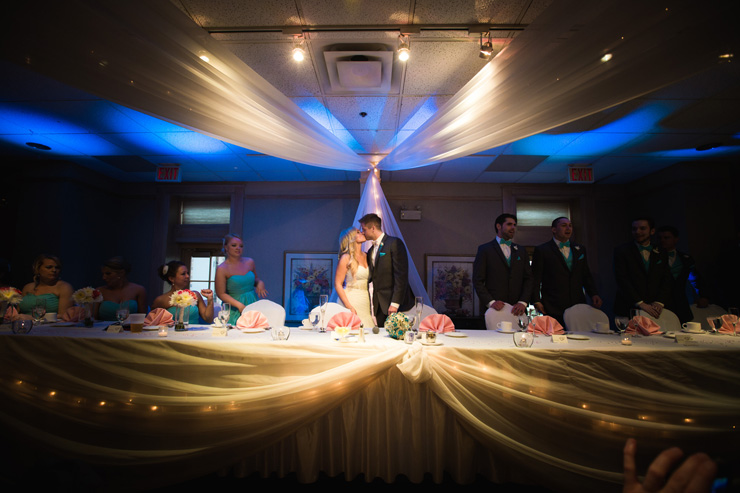 wedding reception kiss