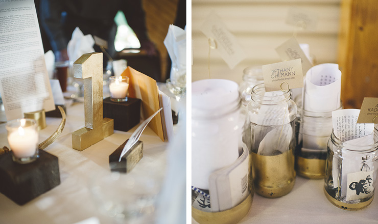 Gold reception table decor