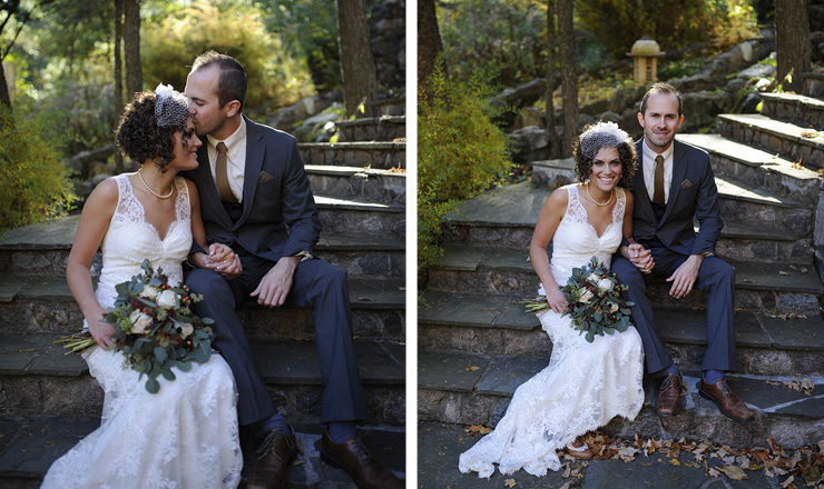 Bride and Groom outside The Woods Chapel