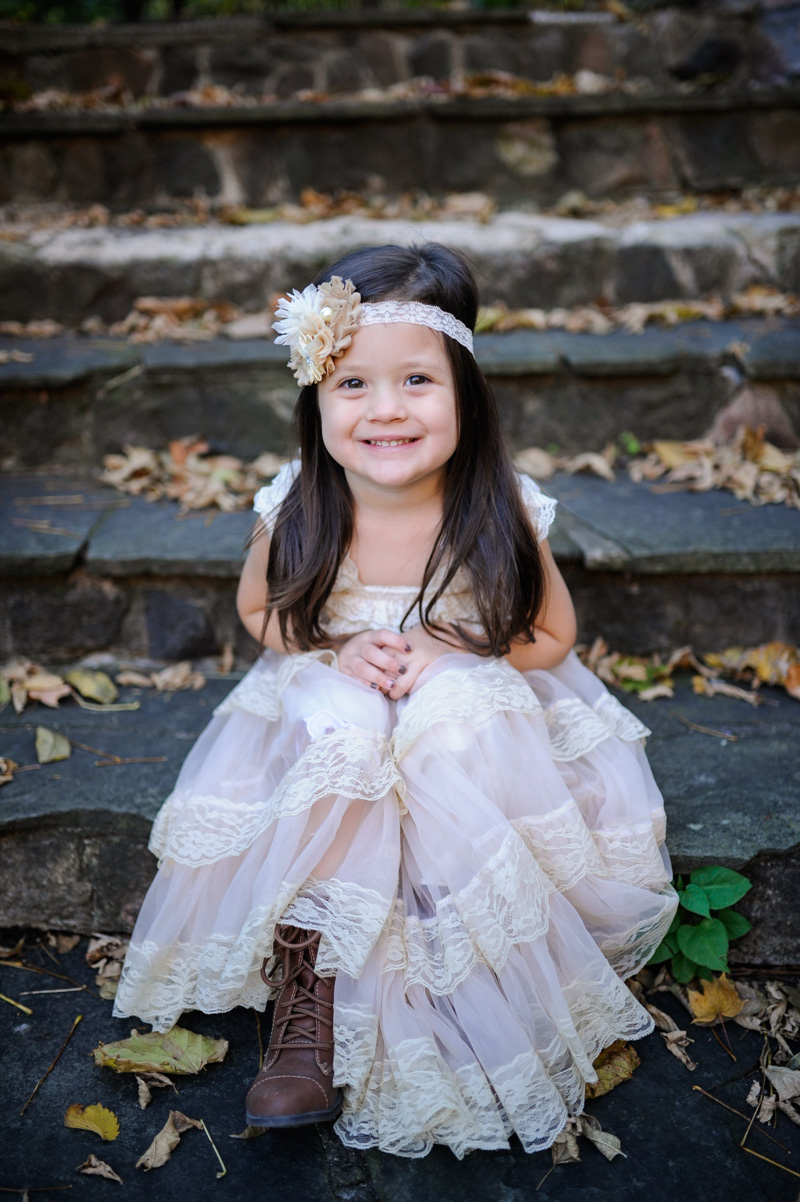 Flower girl in rustic organic wedding
