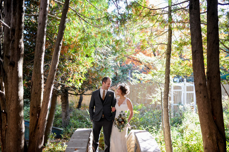 Bride and Groom outside The Woods Chapel