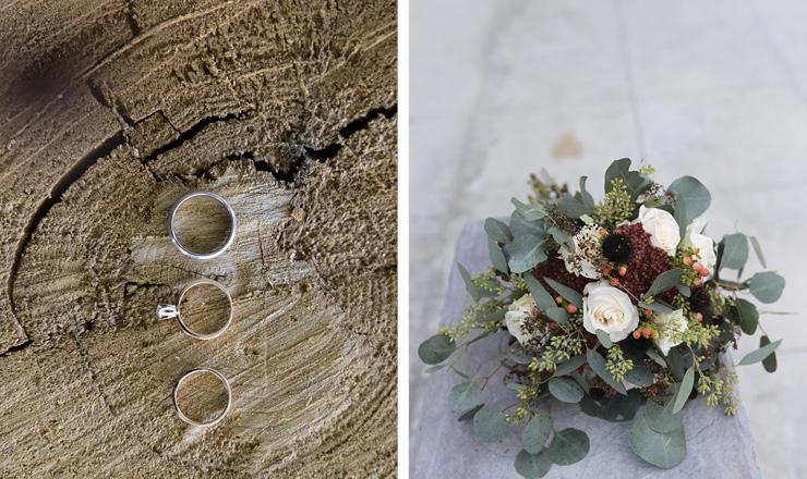 wedding flowers and wedding rings
