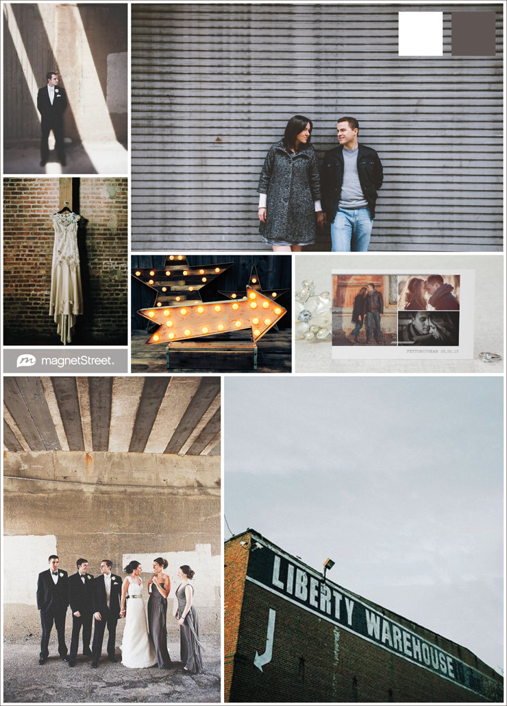 Urban Warehouse Wedding Inspiration and Save the Date Card