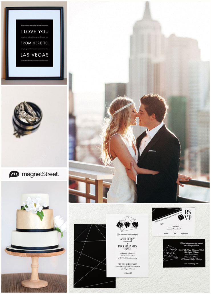 Black and White Vegas Wedding Invitations + free sample 