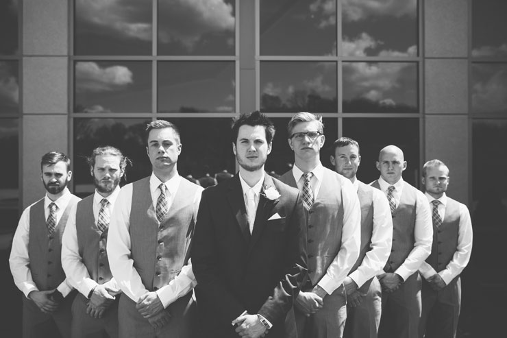 Groom and groomsmen outside of church