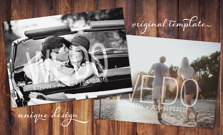 Our Vow Unique Save the Dates before & after design